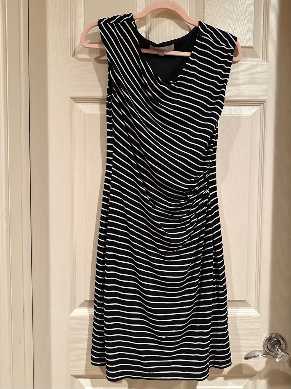 LOFT Black and White Striped Sleeveless Dress